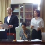 2018, Defending my master thesis with my translator Fu Danqin, Zhejiang Chinese Medical University, Hangzhou, China 